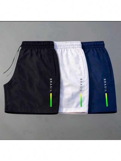 Kit 3 Shorts Masculino Bermuda Seleçao Brasileira Copa do Mundo Ideal Para Academia Treinos Futebol Praia Estilo Casual Leve Confortavel
