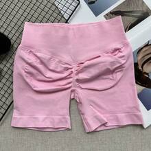 女士高腰无缝瑜伽短裤 - 弹力提臀，适合跑步、健身和户外活动 | 时尚外观 | 弹力面料 粉色夏季 - 粉色 - 查看 1