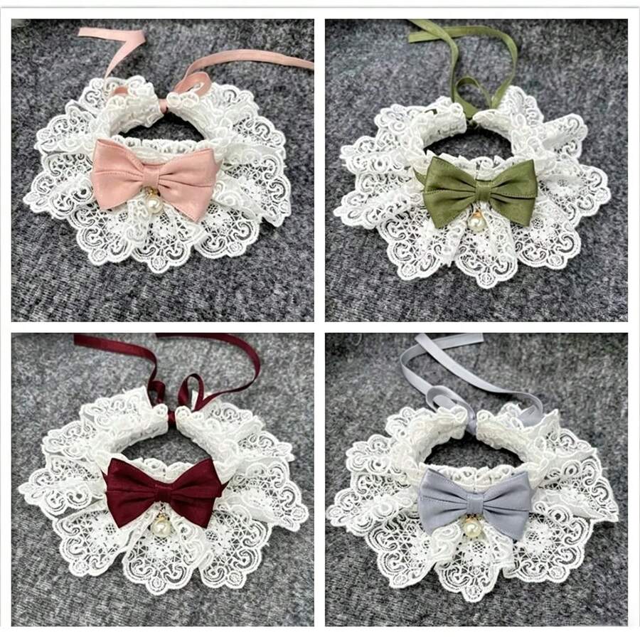 Cute Cat Bow Detachable Floral Pattern Collar, Beautiful And Elegant, With Bell, Suitable For Indoor Cats, Kittens, Small Dogs, Puppies And Other Small Pets, Cat Accessories - Multicolor - View 1