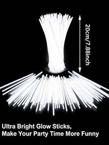 100/50pcs 8-Inch Colorful Glow Sticks Set, High Quality Super Bright Glowing Sticks, Glow Decor, Luminous Effect, Long-Lasting Glow, Add Radiance To Parties. - White - View 5
