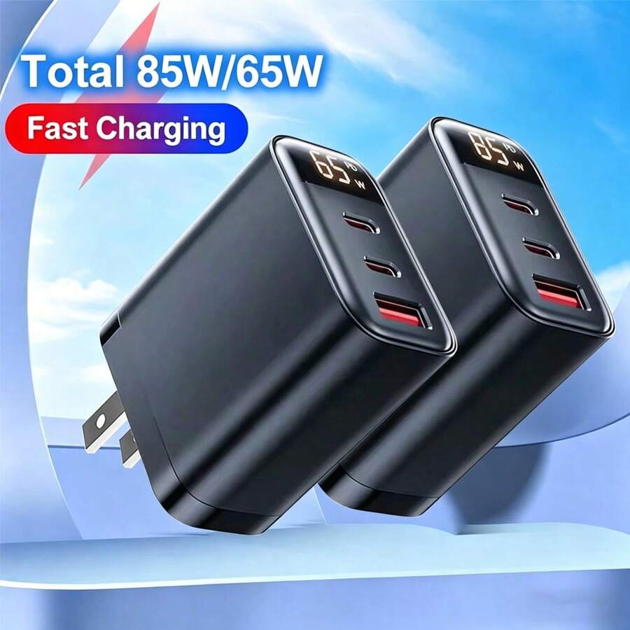1个85W/65W/45W/30W氮化镓充电器，2个Type-C接口+1个USB Type-C接口，支持QC4.0快充，兼容 17 Pro Max/17 Pro/17/Air/16/15/14/13/12/11/XS/XR/8/7/6、S25/S24/S23/S22/S21 Ultra Plus等机型，支持快充。 - 美規A型插(110-127V) - 查看 1