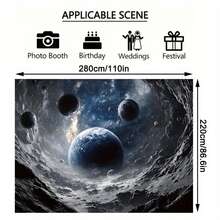 A Stunning Bkdrop Featuring A Starry Sky And Galaxy, For Decorating Living Rooms, Bedrooms, Offices, And Parties. E Of Peh Skin Veet, Has A Horizontal Design, Fabric, Requires No Electricy, And Comes In Various Sizes - 1PC - View 6