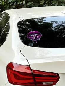 Hình dán xe hơi thiết kế môi màu tím tươi sáng, cá nhân hóa. - A - Xem 1