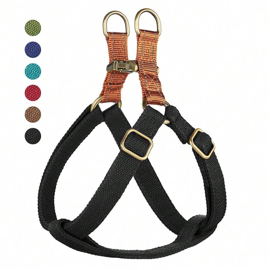 1pc Adjustable Blue Nylon Chest Harness, Suitable For Small & Medium Dogs