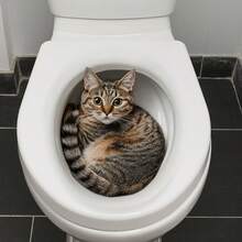 1pc Funny Toilet Bathroom Decor - Cute Tabby Cat Design, Self-Adhesive Vinyl Sticker Suitable For Bathroom Wall, Toilet Seat - Perfect Gift For Cat Lovers And Home Decor, Humorous Art, Removable Sticker Decal - Cute Tabby Cat - View 7