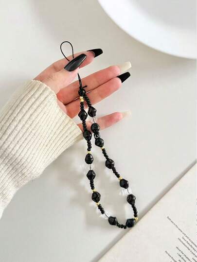 1pc Women's Elegant Classic Asymmetric Faux Pearl Phone Lanyard, Suitable As Phone Accessory, Birthday Gift, Halloween Gift, For Mother, Family, Friends, Birthday, Holiday Phone Charm