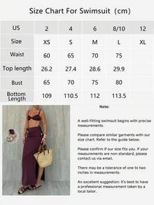 3pcs Shell Decor Ruched Bikini Set With High Split Maxi Skirt – Solid Brown Sexy Underwire Swimsuit & Beach Cover Up For Women - Gỗ đỏ - Xem 6
