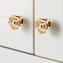 1pc Gold Rose Flower Drawer Knob, Vintage European Style Floral Cabinet Handle, Kitchen/Wardrobe/Vanity Hardware, Suitable For American/French Country Decor - A - View 5