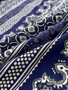 Bộ 2 món dành cho nữ: Áo croptop hở lưng thanh lịch và quần ống rộng in họa tiết Bohemian, chất liệu vải co giãn vừa phải. - trắng - Xem 5