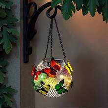 2 pièces Lumières solaires suspendues en forme de papillon, lampes solaires sphériques à changement de couleur LED pour l'extérieur, IP65 étanche, convient pour le jardin, le patio, la cour, le porche et la décoration d'arbre - lampe papillon en treillis métallique - Voir 6