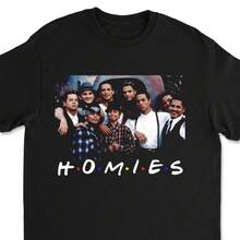 1pc Blood In Blood Out Homies Friends Parody Unisex T Shirt, Graphic Short Sleeve Lightweight Crew Neck Cotton T-Shirt - 黑色 - 查看 2