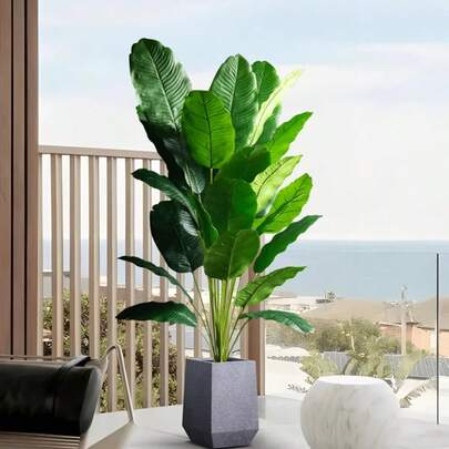 Large Artificial Banana Tree, Fake Palm Leaves, Plastic Banana Leaves, Tropical Artificial Landscape Plant, Suitable For Home, Garden, Office, Party, Wedding Decoration