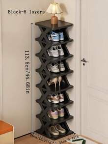 Vertical Multi-Tier Shoe Rack, Space-Saving Narrow Shoe Cabinet, Small Shoe Shelf, Self-Assembly Freestanding Shoe Storage Organizer, Suitable For Entryway, Closet, Hallway, Easy Assembly And Stable Structure, Black And White Color, Plastic Made, Reusable - Multicolor - View 14