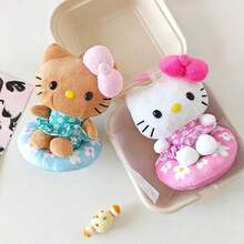 Sanrio 1pc Hawaiian Black Skin Swim Ring Hello Kitty Plush Doll Pendant Cartoon KT Cat Doll Backpack Charm Children's Plush Doll Bag Accessory Holiday Gift - Multicolor - View 4