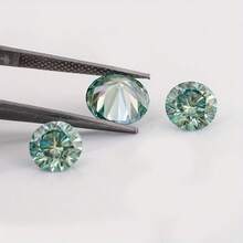 Round Cut High Quality Synthetic Moissanite, Brilliant Blue-Green Color, Suitable For Jewelry Making, Necklace And Ring DIY - Mint Green - View 3
