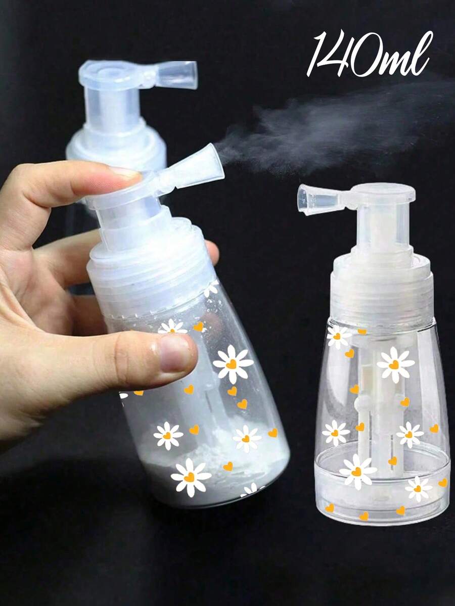 可爱雏菊图案粉色可填充粉末喷雾瓶，塑料粉末喷雾瓶，细粉喷雾瓶，便携式喷雾瓶，造型工具配件，多用途填充瓶，家用美容工具，旅行化妆工具，适用于理发店、美发沙龙、爽身粉、美甲、各种粉状产品，方便携带，旅行装