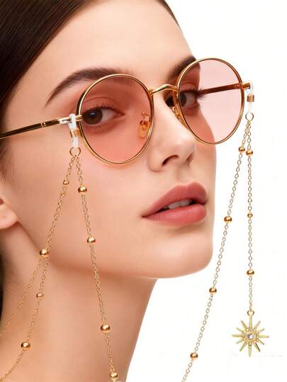 1件金属太阳镜装饰眼镜链，女士创意眼镜链，时尚眼镜配件，女孩时尚眼镜链