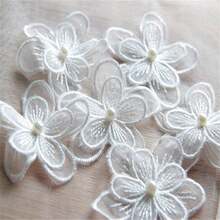 10pcs 3D Pearl Lace Flower Embroidered Patches, Double-Layer Tulle Flower Decor Accessories For Wedding Dress DIY - Cloth Patch - View 2