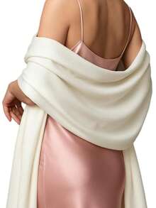 Khăn choàng giả cashmere dành cho nữ, kích thước 200*70cm, thích hợp cho váy dạ hội, quà tặng cô dâu/phù dâu trong đám cưới. - trắng - Xem 1