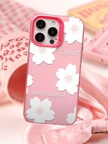 INS Stil Soft Pink Kirschblüten Handyhülle, Nische frisch weiß Sakura rosa Hintergrund Englisches Design, kompatibel mit Apple 16/15/14/13/12 Serie, Anti-Sturz Vollschutz Soft Shell, abriebfest kratzfest personalisierte Schutzhülle, süßes Mädchen viraler Hit, vielseitig für den täglichen Gebrauch, bietet vollen Schutz für Ihr Handy, zeigt romantische Frühlingsatmosphäre. - Kirschblütenmuster - Übersicht 5