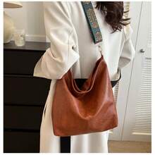 Bolsa Balde Feminina PU de Alta Qualidade, Alça Larga Estampada Ajustável, Estilo Street Casual para Uso Diário bolsas feminina transversal bolsas feminina bolsa bolsa transversal - Castanho - Visão 10