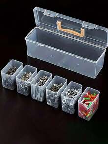 1 Set Caja de almacenamiento de 6 compartimentos para suministros de arte, con asa de transporte portátil, gran capacidad para organizar pinceles, pinturas, lápices de colores y otros materiales artísticos, a prueba de polvo y humedad, esencial para estudiantes y entusiastas del arte - Multicolor - Ver 1