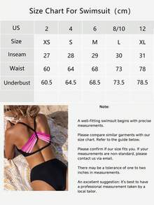Bikinx Women's Contrast Strappy Backless Bikini Set - High Waisted Two Piece Swimsuit In Black And Hot Pink Ombre - Sexy V Neck Beachwear For Summer Vacation - 粉色 - 查看 7