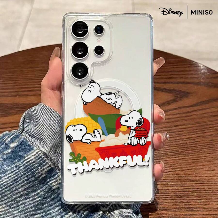 Ốp lưng điện thoại từ tính trong suốt MINISO Snoopy Thankful dành cho Samsung S26 Ultra/S26 Edge/S26 Plus/S26/S25 Ultra/S25 Plus/S25/S25FE/S25Edge/S24Ultra/S24Plus/S24/S24FE/S23FE/S23Ultra/S23Plus/S23/S22Ultra/S22Plus/S22/A15/A16/A17/A35/A36/A37/A54/A55/A56/A57 Quà tặng Giáng sinh cho bạn gái - Trong sáng - Xem 1