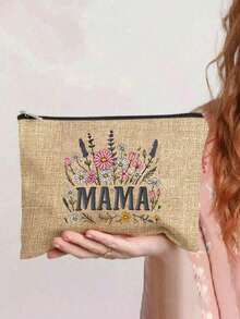 Mother'S Day Gift Tote Bag With Makeup Bag, Cosmetic Bag For Mom, 'Mama' With A Floral Motif, Large Capacity Tote Bag, Makeup, Travel Essentials,Portable Organizer Bag, Beach Bag,Travel Pouch, Travel Makeup Bag, Ideal Gift For Mom, Wife, Grandma, Ideal For Honoring Mothers, Perfect For Mother'S Day, Birthday, Thanksgiving, Mother'S Day Gift - Multicolor - View 12