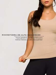 Women's Fitness Tank Top With Spaghetti Straps, Smooth Microfiber, Cool Touch, Ideal For Gym, Running, And Sports. - Màu be - Xem 4