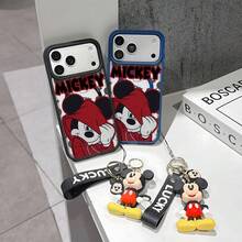 This Disney Mickey Mouse Pattern Lanyard Phone Case Features A Strong Magnetic Closure And Full Coverage Of Acrylic And TPU Material. It's Shockproof, Lightweight, And Suitable For IPhone17/16/11/13/15/15 Plus/15 Pro/15 Pro Max/12/14 Pro Max/11 Pro Max/12 Pro/12 Pro Max/13. It's A Popular Birthday Gift, Business Gift, Durable, Stain-Resistant, And Fingerprint-Resistant New Phone Case For Men And Women. It Also Includes A Mickey Mouse Phone Case And Mickey Mouse Doll Bracelet. Compatible With SamsungGalaxy S20, S21, S22, S23, And S24 Series. It's The Perfect Gift For Friends And Family. This Stylish Phone Case Is Fun, Lightweight, And Durable. IPhone17 Pro Max Phone Case, Minnie Phone Case. - màu đen - Xem 2