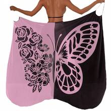 2024 Foreign Trade Cross-Border Beach Towel European And American Bikini Beach Swimsuit Butterfly Pattern Cover-Up Mesh Skirt - Orange - View 6