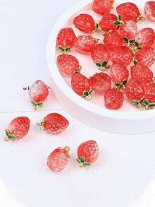 10/20/50/100个装 新款树脂草莓吊坠挂件，3D可爱钥匙扣 DIY饰品配件 - 草莓 - 查看 4