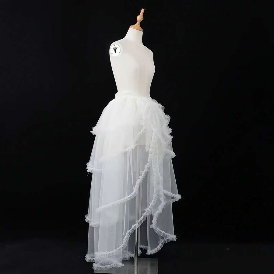 1 chiếc váy dài dự tiệc cosplay bánh ngọt kiểu anime nàng tiên, chất liệu voan, cạp cao, dáng bất đối xứng, có đuôi dài, dành cho nữ. - Nhiều màu - Xem 1