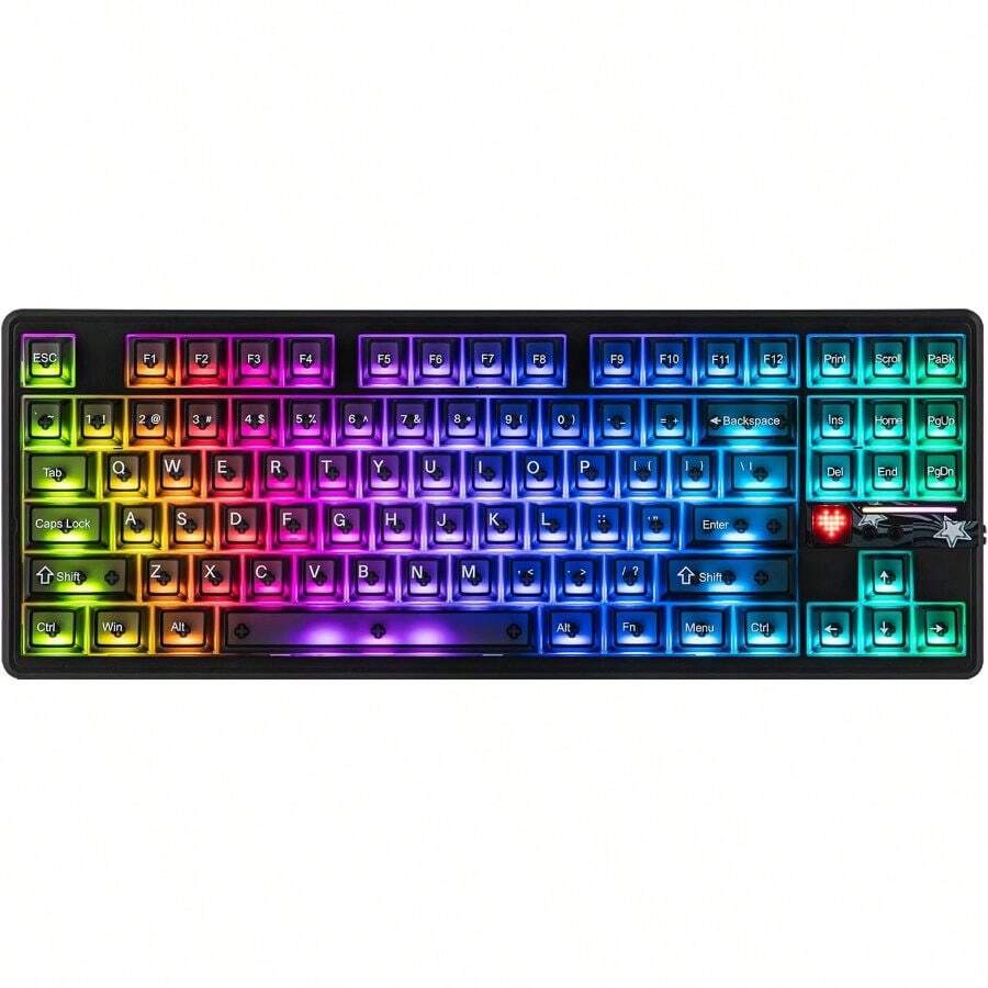 Teclado inalámbrico para juegos Aula F87 PRO V2 con batería de 10000mAh, 8K de sondeo, SOCD/MT/TGL, BT/2.4GHz/con cable, teclado mecánico TKL con junta de goma cremosa, retroiluminación RGB (transparente negro) - Ver 1