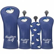 Blue Fisherman Golf Headcover Thick Waterproof PU Embroidery Driver Fairway Wood Head Cover - Blue Semi-circular Push Rod Sleeve - View 1