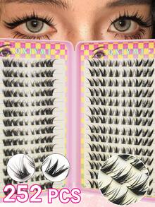 252 Pieces Of D Curl Manga-Style False Eyelash Clusters, 10-18mm Cartoon False Eyelash Clusters, D Curl DIY Eyelash Extensions, Moist And Outwardly Curled, Anime-Style Single False Eyelash Clusters In 2 Eyelash Styles, Eyelash Box, Multi-Purpose DIY False Eyelash Extensions, Easy For Beginners To Use, An Excellent Gift For Women And Girls - View 5