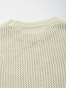 Áo thun nam Andreilee kiểu dáng thường ngày, rộng rãi, màu trơn, khoét lỗ, hơi trong suốt, phong cách retro, cơ bản, cổ tròn, tay ngắn, màu be, chất liệu dệt kim, thích hợp cho mùa xuân/hè. - Màu be - Xem 6