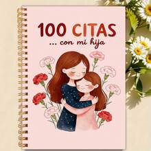 1 pieza Cuaderno de diario madre-hija de 100 fechas en tamaño A5, páginas interiores en español, portada con madre e hija abrazadas, caja de recuerdos divertida - A5 - Ver 1
