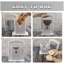 Bagel Biter Slicer And Cutter With Shield, Serrated Blade Cuts Bagels, Muffins, Buns And Rolls, Dishwasher Bagel Guillotine, White - View 5