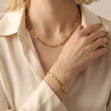 1件/2件装不锈钢刀片项链，小众酷炫风格，简约气质，彰显个性，轻盈奢华，不褪色套装，日常通勤，夏日魅力，女士项链，不锈钢链饰，女士不锈钢饰品，女士手链 - 彩色 - 查看 1