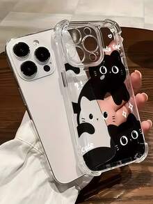 1个可爱心形黑猫透明防摔高屏手机壳，兼容苹果17 Pro Max/ 9 Pro XL/ Smart 8/ Hot 40i/ Spark 20/ Spark 20C/ Spark Go 2024/ G84/荣耀X9b/三星Galaxy S26 S25 S24 Ultra S24 Plus S24 FE S23 S22 S21 S20 A73 A72 A70 A55 A54 A53 A52 A50 A30 A42 A35 A34 A33 A25 A24 A20 A30 A15 A17 - 無色 - 查看 2