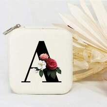 个性化首字母伴娘首饰盒 个性化花卉旅行首饰盒 婚礼新娘派对礼物 - 白色 - 查看 50