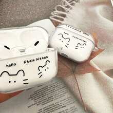 1 Set Line Art Cat Design Protective Case Compatible With Apple , Transparent Case - Multicolor - View 4