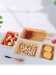 Bộ 10 khay đựng thức ăn dùng một lần, khay nướng BBQ, khay đựng đồ ăn, thích hợp cho xiên que, đồ ăn nhẹ, khoai tây chiên, đĩa thức ăn, hộp đựng đồ dùng cắm trại, hộp giấy Kraft hình thuyền, khay hình chữ nhật. - 10 màu nâu cà phê - Xem 3
