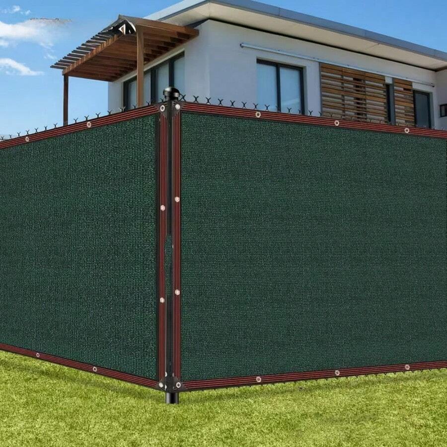 1pc Heavy Duty Green PE Privacy Screen Fence, Garden Privacy Weatherproof Shade Netting, Suitable For Garden, Patio, Backyard - Indoor & Outdoor Use, No Electricity Needed, Hanging Style Enhances Yard Aesthetics, 90% Shading Reusable Privacy Fence Cover - High Quality PE Vinyl Material With Metal Grommets And 6-Line Reinforced Edges, Dark Green Suitable For Patio Trellis, Outdoor Fencing