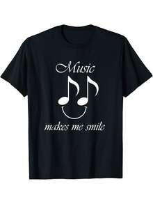 Funny Music Quotes T-Shirt For Singers And Music Teachers, Comfortable And Casual Short Sleeve Summer T-Shirt - 黑色 - 查看 1