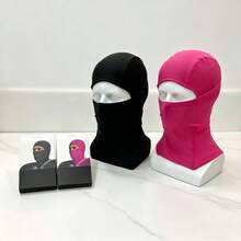 Outdoor Cycling Skiing Cold And Warm Insulation Dust Mask Head Cover Scarf Sand Proof Neck Protection Head Cover - Black + Rose Red - View 3