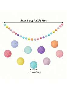 6.5ft Handmade Felt Ball Wreath, Colorful Macaron Pom Pom Decoration, Suitable For Carnival, Easter, Thanksgiving, Wedding Party, Best Christmas Home Decor, Christmas Gift, Suitable For Maldives Festival, Easter, New Year, Valentine's Day, Christmas Wall Decor, Suitable For Home, Room, Living Room, Office Decoration - Multicolor - View 6