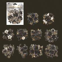 10 piezas/paquete Grandes pegatinas con tema de rosas, pegatinas decorativas vintage creativas, materiales de manualidades para decoración DIY, regalo de vacaciones, suministros escolares personalizados para scrapbooking - Estilo 4 - Ver 16